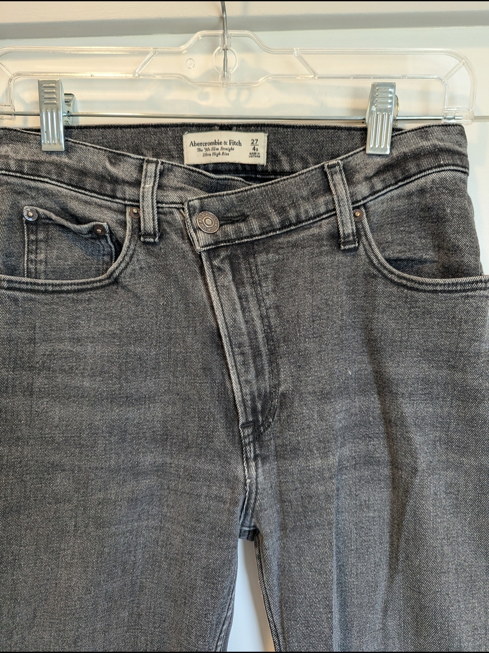 Abercrombie & Fitch 90s Slim Straight Jean Ultra High Rise Black Wash 27 4P - Picture 3 of 11